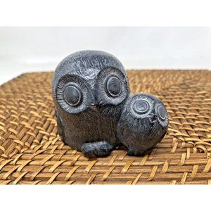 The Wolf Sculptures Owl with Baby Soapstone Canada